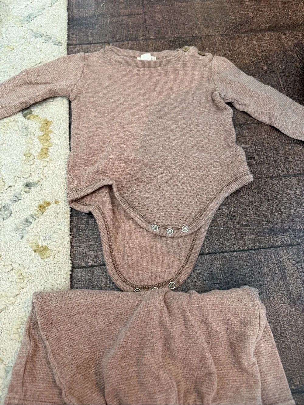 Burt’s Bees Baby Organic Waffle Knit 2 Piece Set Brown Tan 0-3M